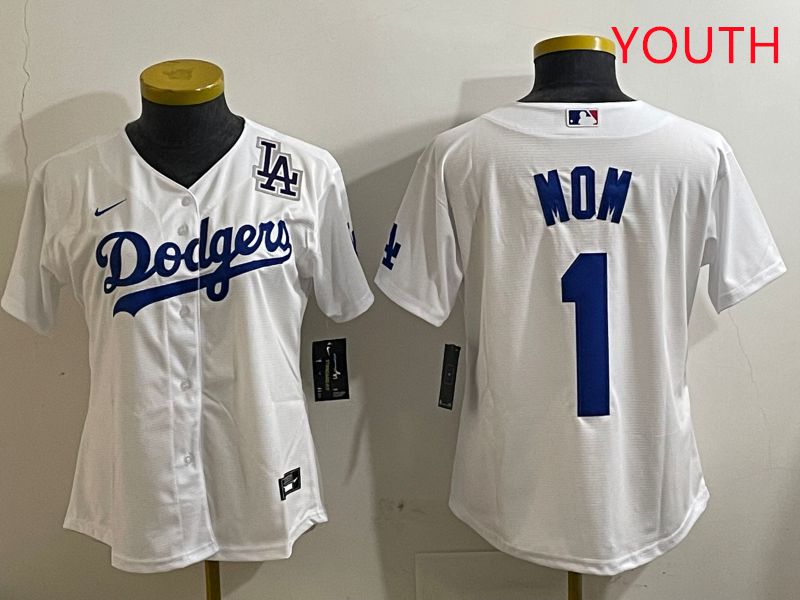 Youth Los Angeles Dodgers 1 Mom White Game 2025 Nike MLB Jersey style 7